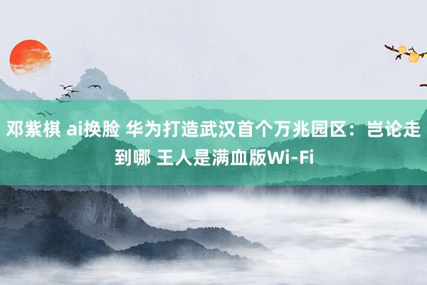 邓紫棋 ai换脸 华为打造武汉首个万兆园区：岂论走到哪 王人是满血版Wi-Fi
